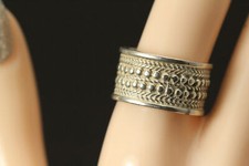 Textured Design 925 Sterling Silver Wide Band Ring size 6.5, 5.4 grams RIN9432 