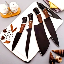 HANDMADE CARBON STEEL CHEF KNIFE SET KITCHEN KNIVES SET W/ WOOD HANDLE 2773