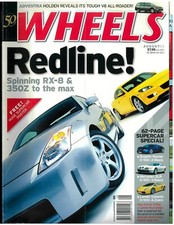 WHEELS car Magazine August 2003 Honda Accord Ford Fairlane Mazda RX-8 Nissan 350