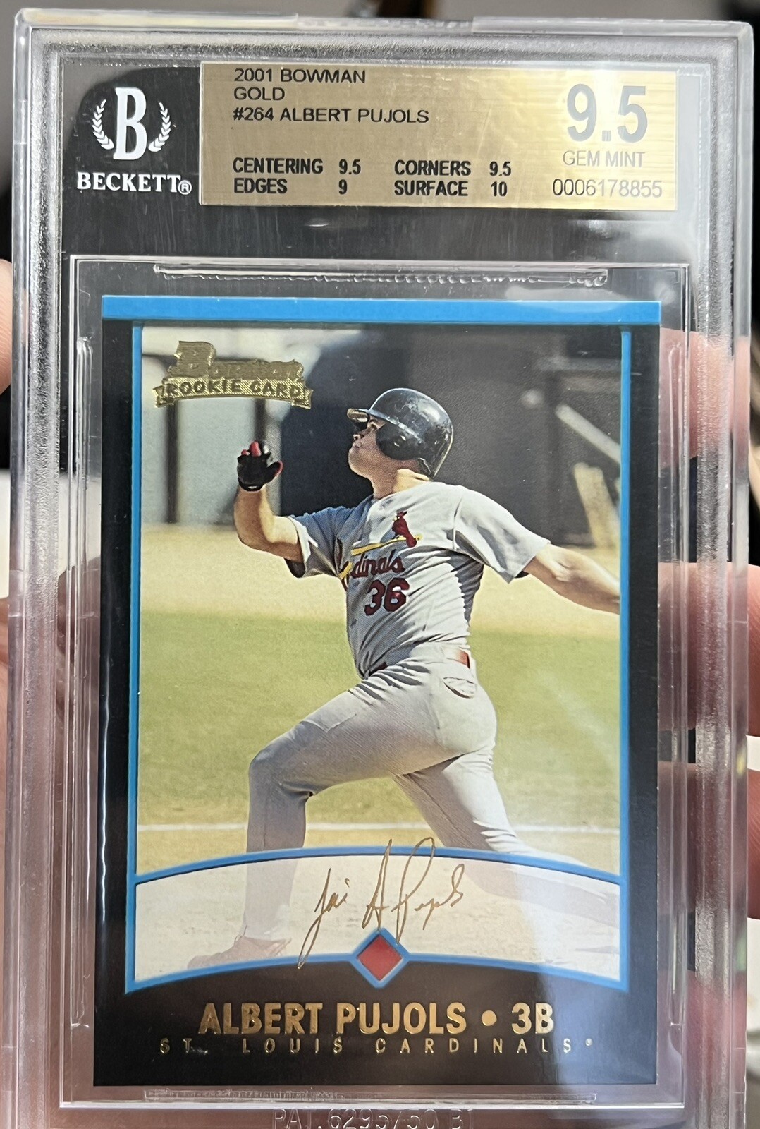 2001 Bowman Gold Albert Pujols RC #264 BGS 9.5 Gem Mint! 700 HR
