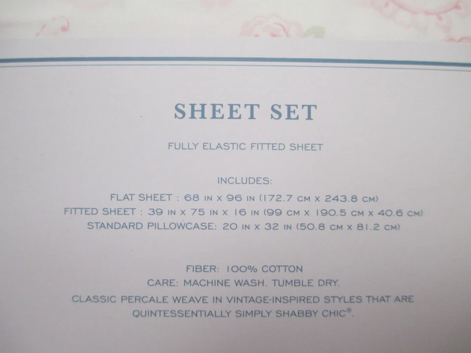 Juego de sábanas florales Simply Shabby Chic Cottage blanco rosa cachemira - Doble Foto 3 de 3