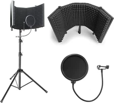 AxcessAbles Large Recording Studio Microphone Isolation Shield with Tripod Stand