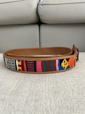 Vintage Guatemala Woven Embroidered Leather Unisex Belt Boho size M/L