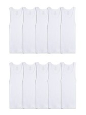 boys Cotton Tank Top Undershirt Multipack Underwear - 10 Pack White Medium US