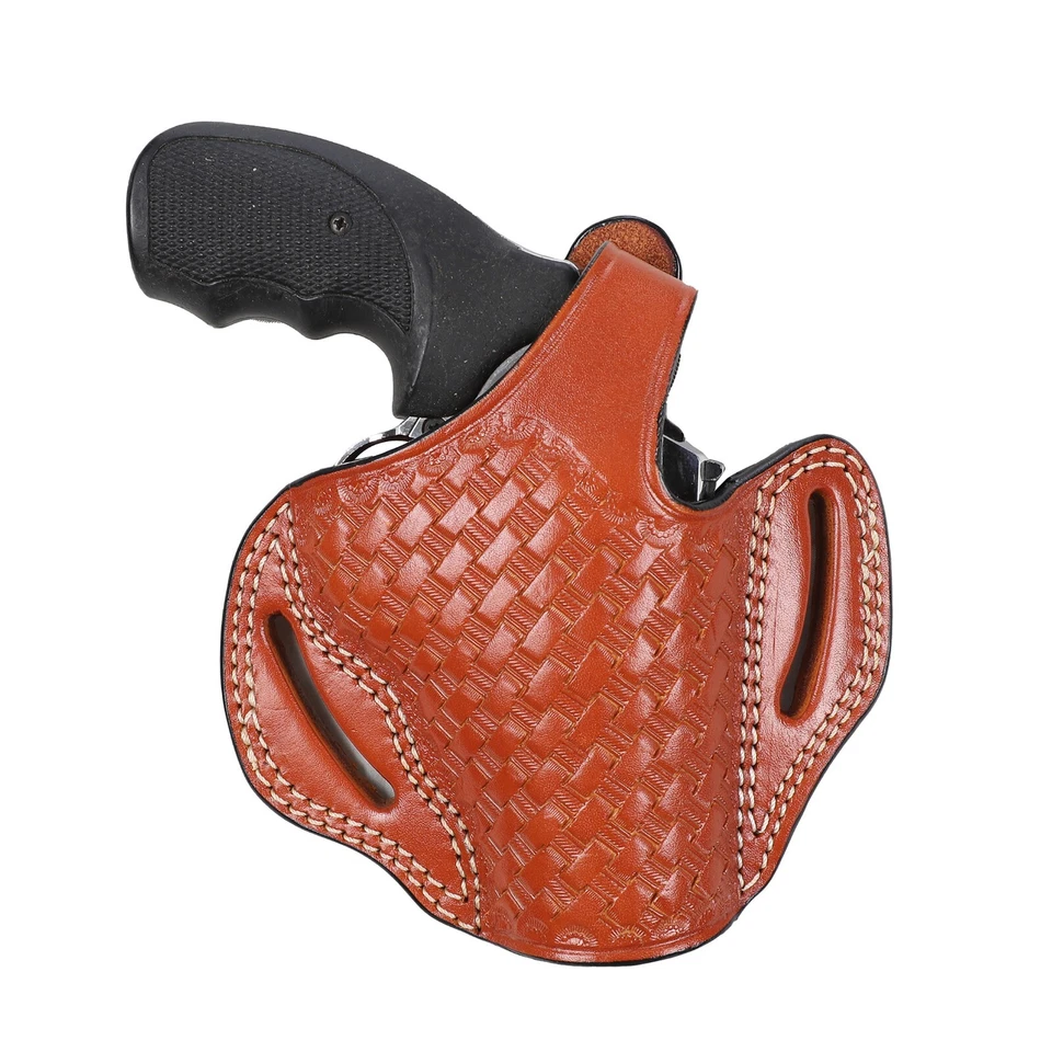 Pusat Holster Taurus 65 Revolver 2.5 inch Leather Basket Weave Belt Holster - Image 3 of 4