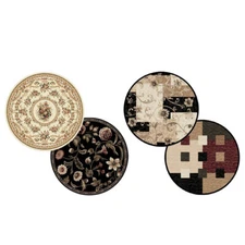 Vines Black Oriental Area Rug 8X8 Persien Round 025 - Actual 7' 10" X 7' 10"