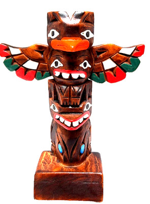 Authentic Ketchikan Eagle Totem Pole Mystical Hand Painted  Alaska #35