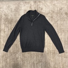 Banana Republic Sweater Men  s M Gray 1/4 Zip Merino Wool