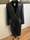 AVEC LES FILLES Black Faux Leather Trench Coat Belted Double Breasted size XL — photo 5