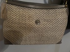 Vintage 60s 70s JOHN ROMAIN Woven Jute Straw Leather Shoulder Bag Handbag Tote
