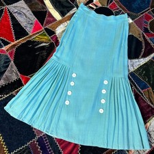 Vintage 50s/60s Pale Teal Wiggle Pencil Skirt with Accordion Pleat Sides XS S