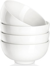 26 Oz Porcelain Soup Bowls Set of 4 White Ceramic Bowls Kitchen Cereal Bowl