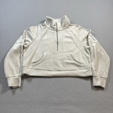 Lululemon Scuba Sweatshirt Womens M/L Velvet Half Zip Pullover Ivory White Cream