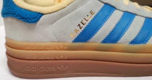 Adidas Gazelle Bold Shoes 8 Blue Gum Soles Platform Terry Cloth Suede Leather - Picture 10 of 14