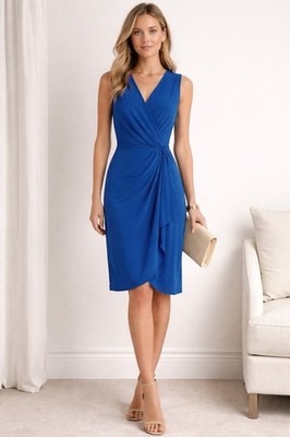 Ralph Lauren Womens Twist Front Dress Blue Sleeveless NWOT