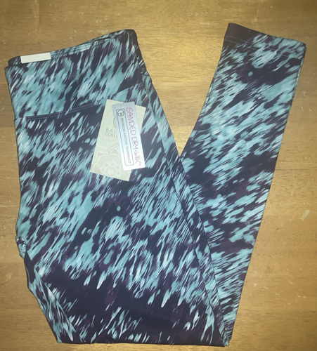 New MARIKA Balance Collection Sanded Dry Wik Leggings L Blue Aqua Print ...