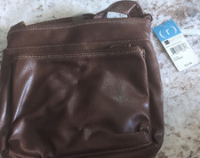 Relativity Cognac Womens Crossbody Bag with Z...