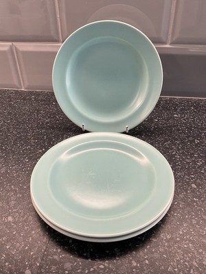 Poole Twintone - C57 Ice Green & Seagull - 3 x 16,5 cm Rand Beilagen / Teeteller