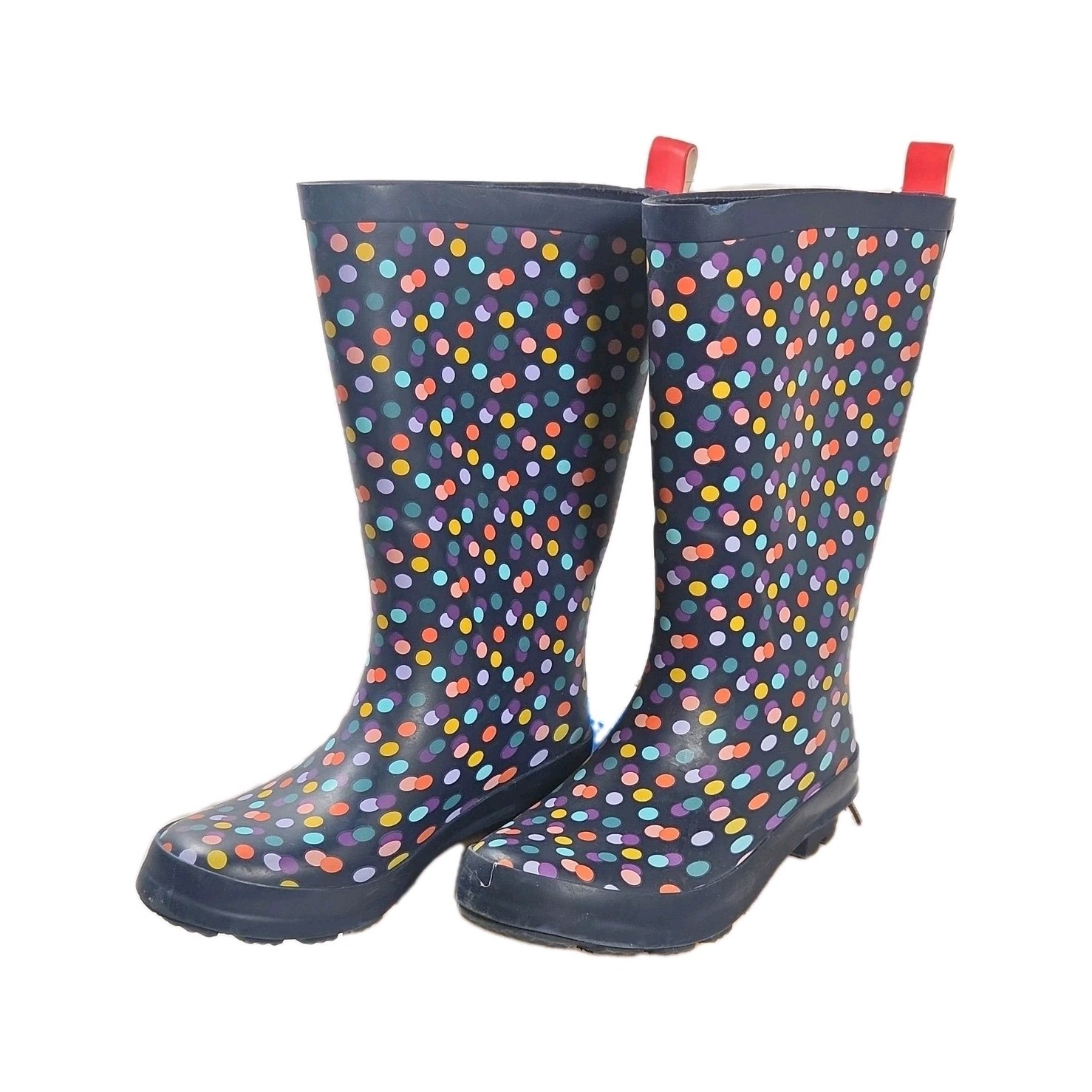 Target Unisex Kids' Navy Multicolor Polka Dot Rain Boots Size 2