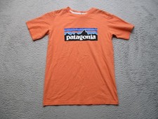 Patagonia Shirt Youth XL 14 Orange P-6 Logo Organic Cotton Graphic Tee Kids