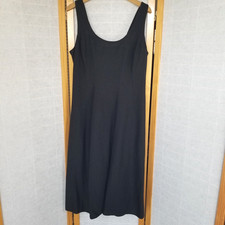 Washed Linen Blend Casual Tank Dress Black Fit and Flare Size XL