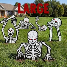 5 Pcs Halloween Skeleton Yard Signs Decorations Outdoor, Spooky Skeleton Stakes