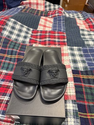 Versace Palazzo Rubber Sliders Black Size 8.5/Brand New