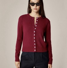 J CREW SIZE M Perfect cashmere cardigan IN BURGANDY CP465