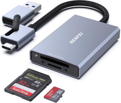 Kartenleser 2-in-1 USB-C USB-A für SDXC SDHC MicroSD UHS-II UHS-I Speicherkarte