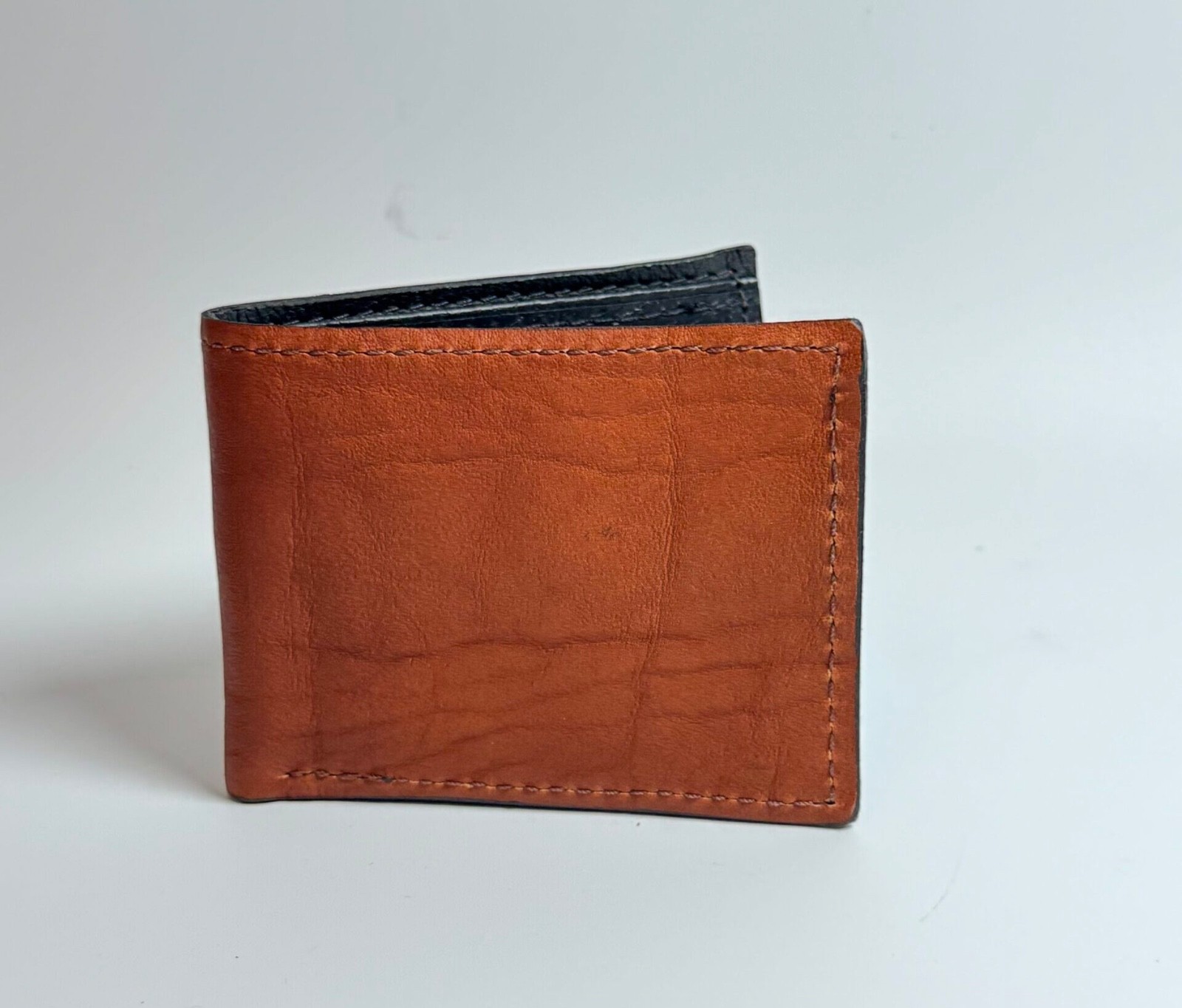 Bison Brown Leather Bifold Wallet - Amish Handcrafted