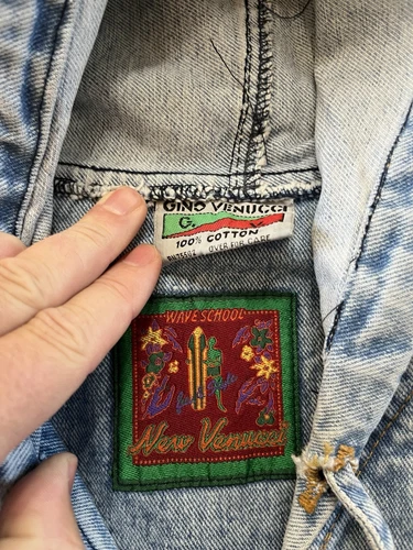 VTG Gino G. Venucci Denim Hooded Vest Zip-Up Urban See Pics Measurements (0331-x image 4