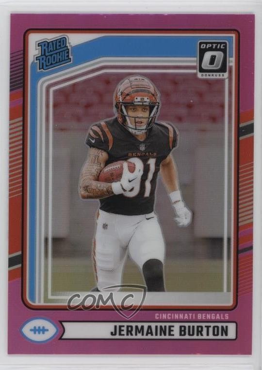 2024 Panini Donruss Rated Optic Preview Pink Prizm Jermaine Burton Rookie RC