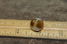 Vintage Glass Marble White Translucent Amber Swirls