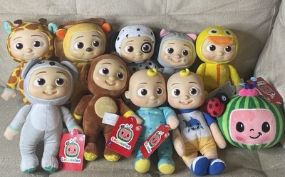 CoComelon Plush KITTY PUPPY LION MONKEY JJ in Pjs WATERMELON Lot Set of 10