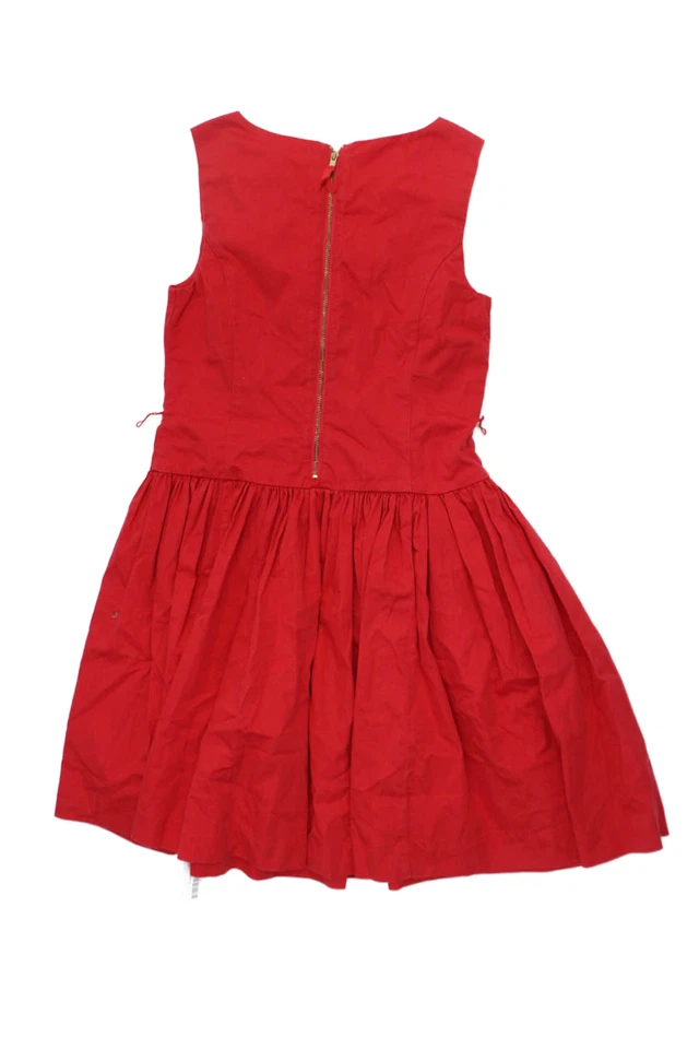 Vestido Crewcuts infantil feminino com cinto linha A vermelho algodão tamanho 10 - Imagem 2 de 4