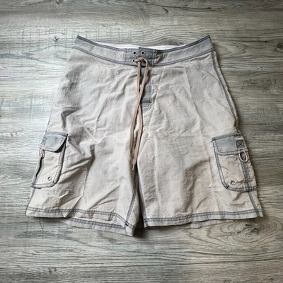 Beach Rays Board Shorts Mens 36 Tan Grey Cargo Nylon Surf Swim Trunks V21