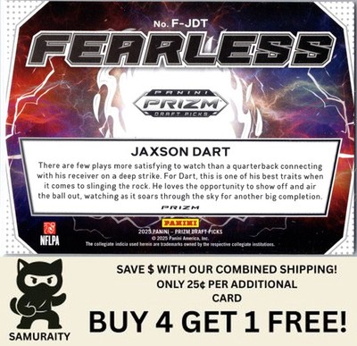 Jaxson Dart 2025 Panini Prizm Draft Picks #F-JDT Fearless Red Ice