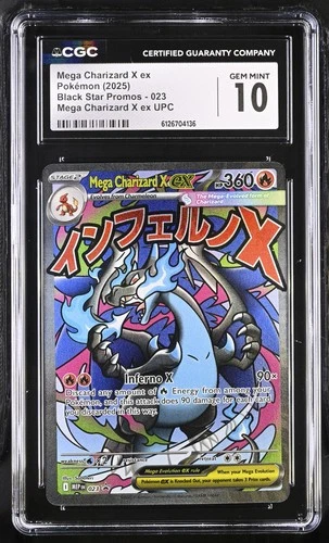 CGC 10 GEM MINT Mega Charizard X ex 2025 Black Star Promos 023 Pokemon Card