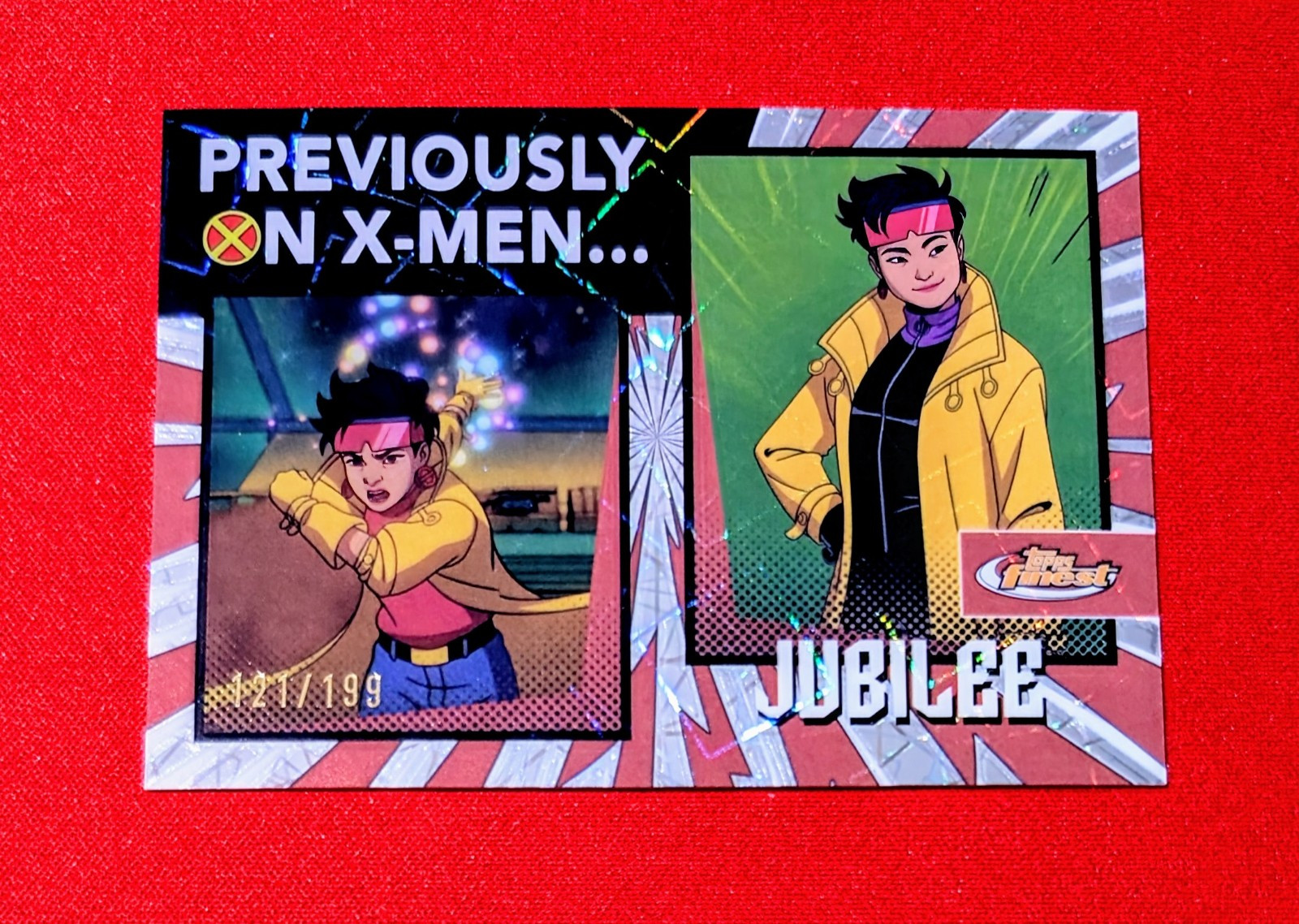 🔥2025 Topps Finest X-Men 97 "Jubilee" Laser Refractor /199 Previously On X-Men
