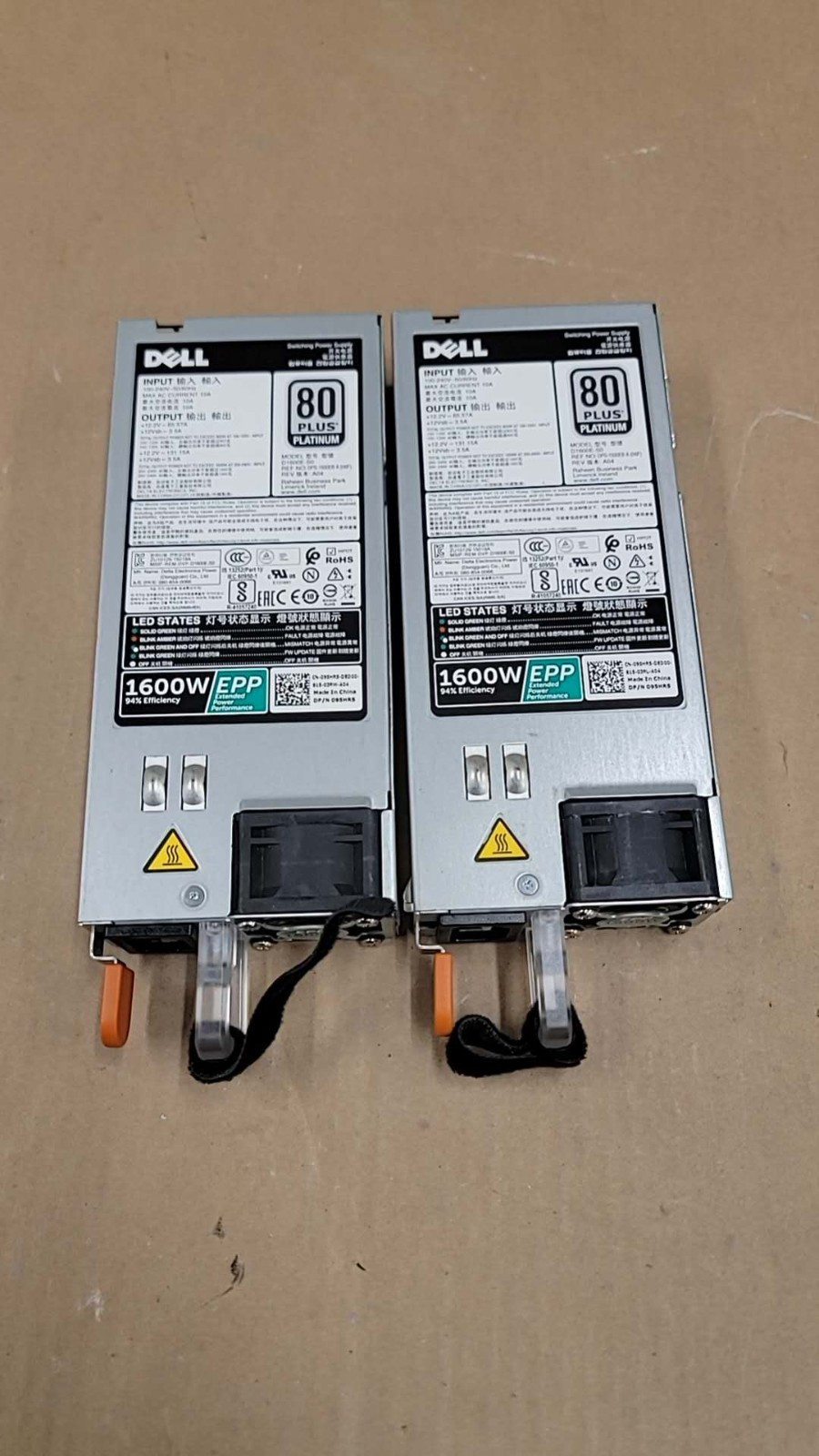 Lot Of 2 Dell 095HR5 95HR5 1600W Power Supply Hot Swap 80 Plus Platinum