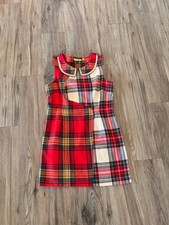 PRINCESS VERA WANG Womens SIZE 7 Red Tartan Plaid Sleeveless Shift DRESS Sequin
