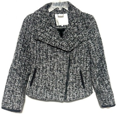 Rocha Tweed Jacket Sz 14 Black Gray Designer Coat John Rocha Wide Collar