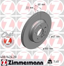 2x ZIMMERMANN Bremsscheibe 400.1424.20 f&uuml;r MERCEDES-BENZ