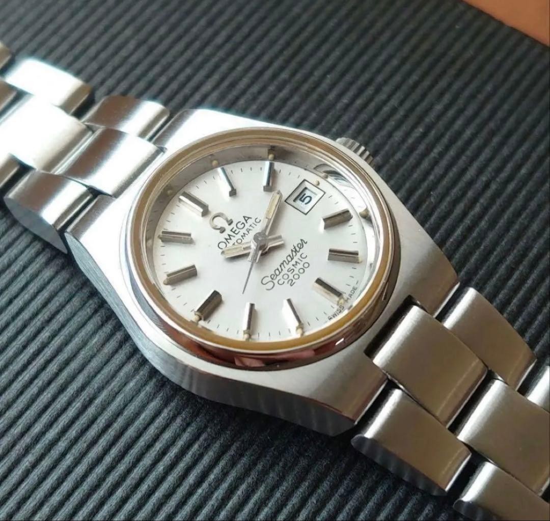 Omega Watch Seamaster Cosmic 2000 Silver/White SS Women's Auth Rare w/Boxed image 5