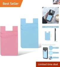 2 PCS Phone Wallet Stick on, Credit Card Holder for Back of Phone Case Strong...