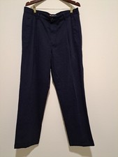 VTG Chaps Ralph Lauren Men's Navy Blue 100% Cotton Pleated Chinos Pants 36x34