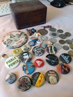 Large Lot of buttons Zeppelin Halen Iron Made Police 1900 's Presidents Coins + — photo 1