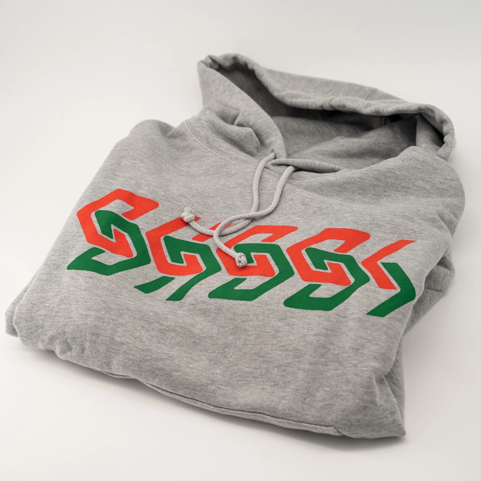 Felpa con cappuccio taglia M Gucci stampa catena grigio cotone rosso verde