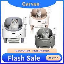 Grey Automatic Self-Cleaning Cat Litter Box, Open-Top Smart App Control Litter B
