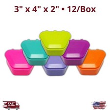 Dental Denture Box 12/Box 1-3/4" Deep Spill Resistant Cleaning Storage Holder